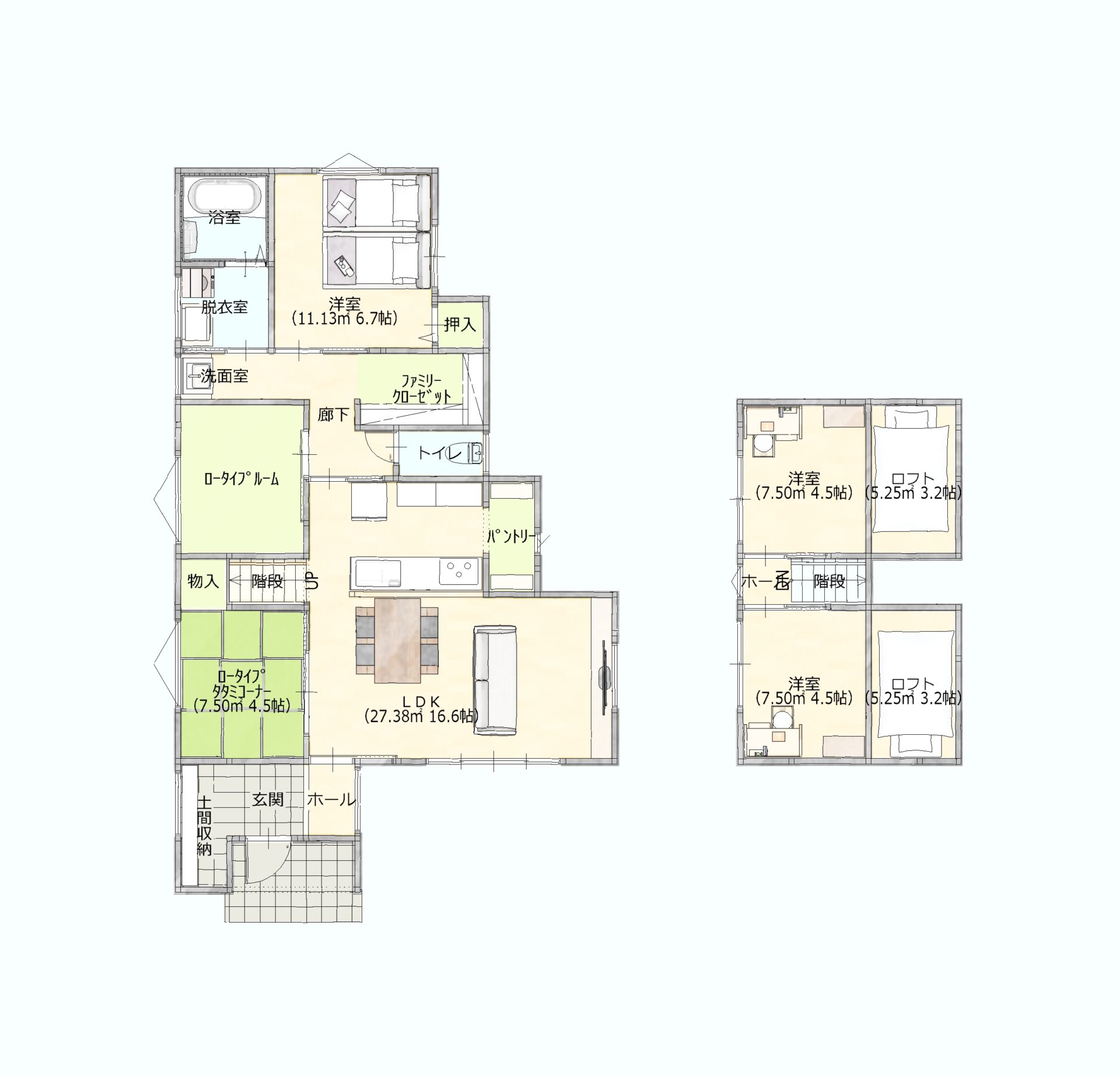 スペースパフォーマンスの良い平屋